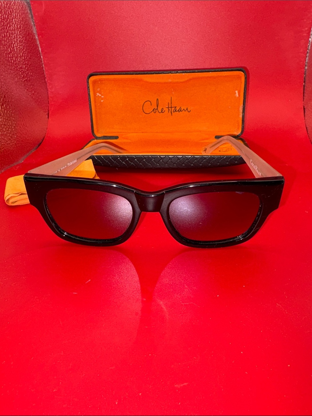 Cole Haan Black Frame unisex sunglasses with Frosted clear arms & Gradient lens
